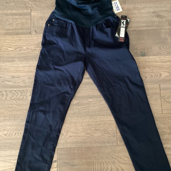 Maternity Stretch Belly Dark Blue Navy Elastic Skinny Leggings Tights Pants - Picture 2 of 5